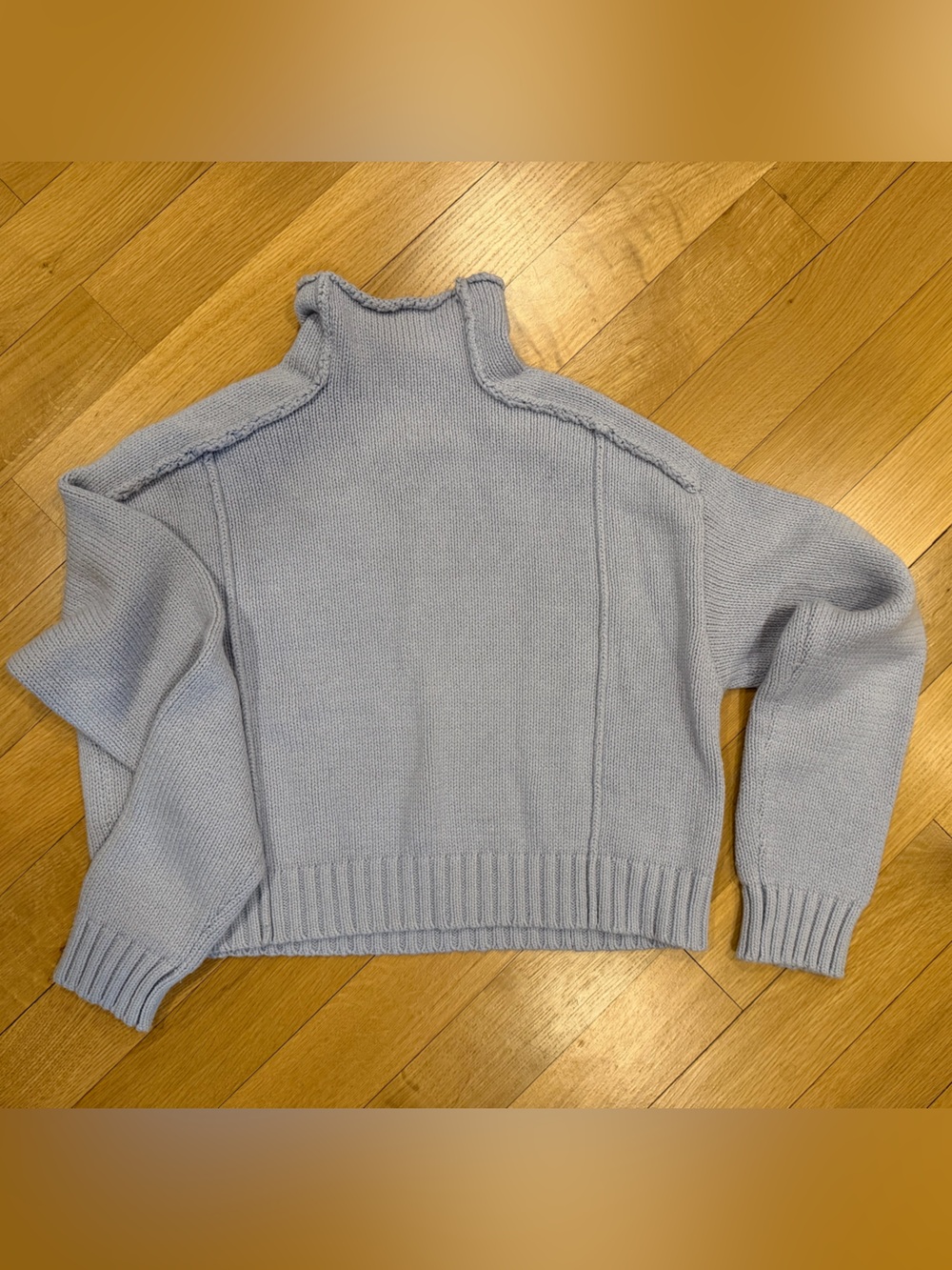 Light Blue Cropped Knit Sweater